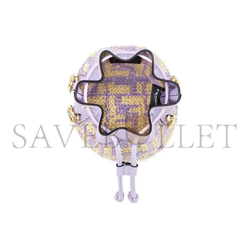 FENDI MINI MON TRESOR LOGO BUCKET BAG ANEMONE PURPLE 8BS010AD6JF1C6U (18*12*10cm)